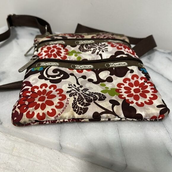 LeSportsac Floral Crossbody Bag - Red and Brown - Picture 5 of 9